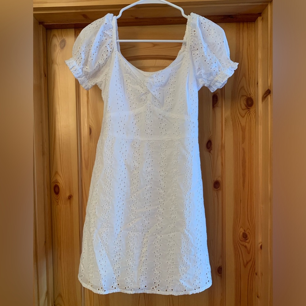 Hollister mini white eyelet dress.